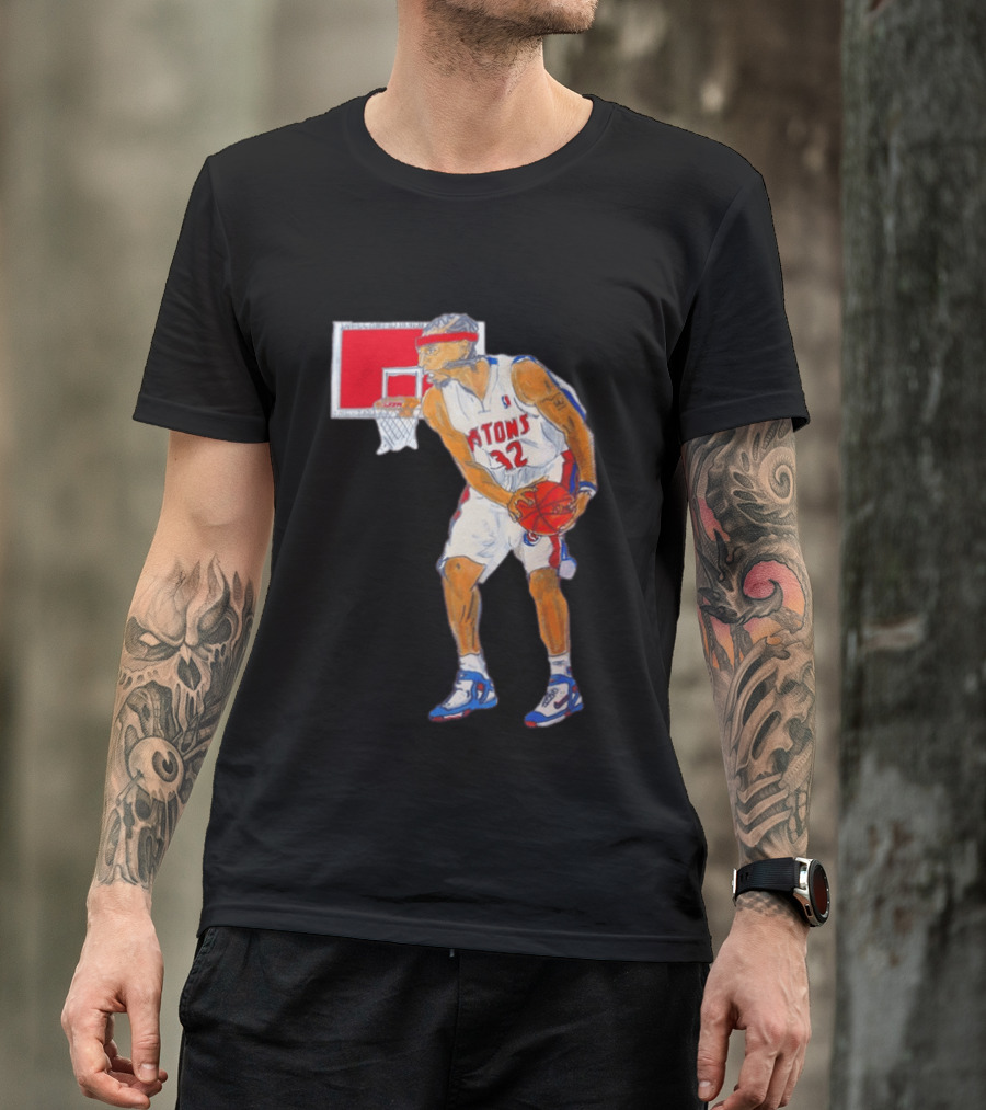 Richard Hamilton Pistons Let It Rip 32 Basketball Action T-Shirt