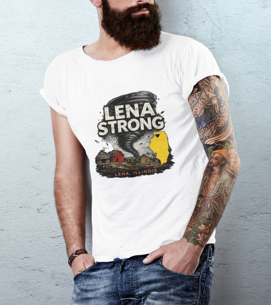 Lena Strong Illinois Tornado Heart Support T-Shirt