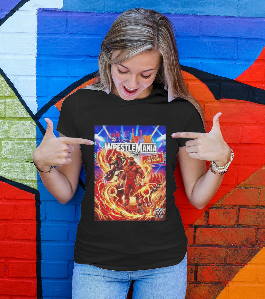 WrestleMania Vegas Pokémon Groudon X The Ruler Oba Femi WWE Superstar T-Shirt