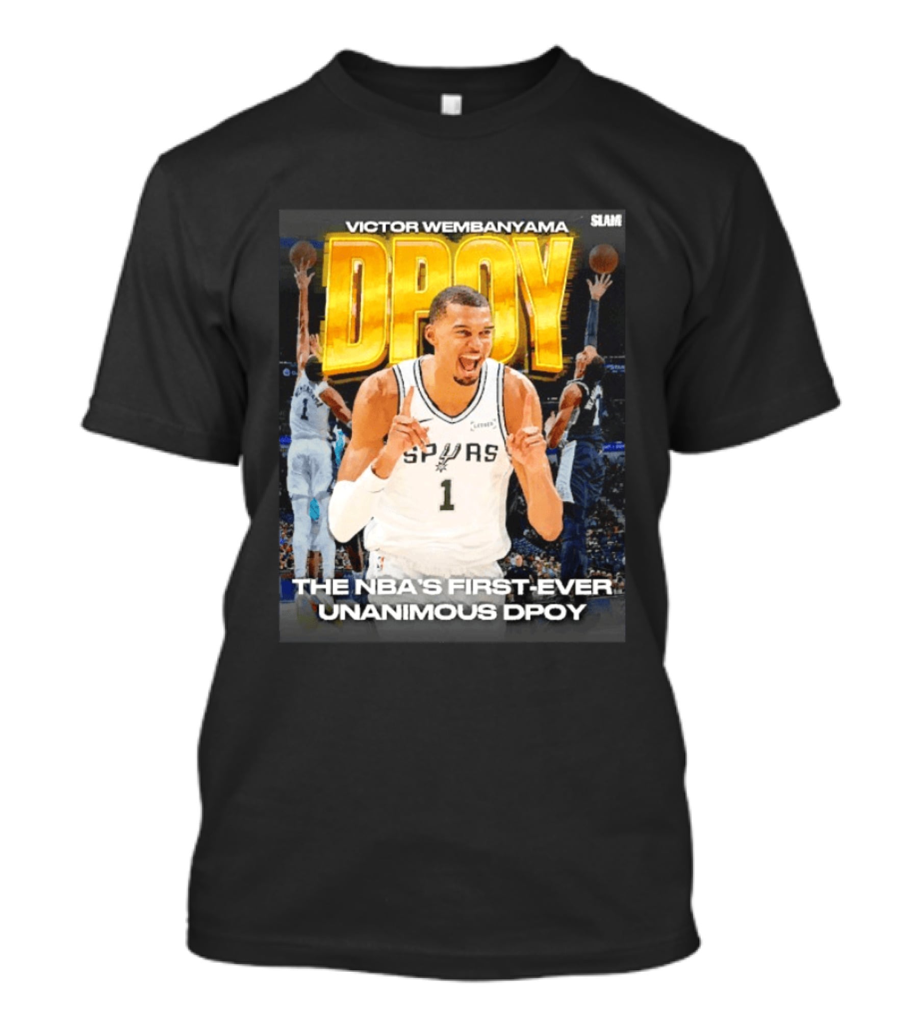 Victor Wembanyama Spurs Basketball NBA First Ever Unanimous DPOY Recognition T-Shirt