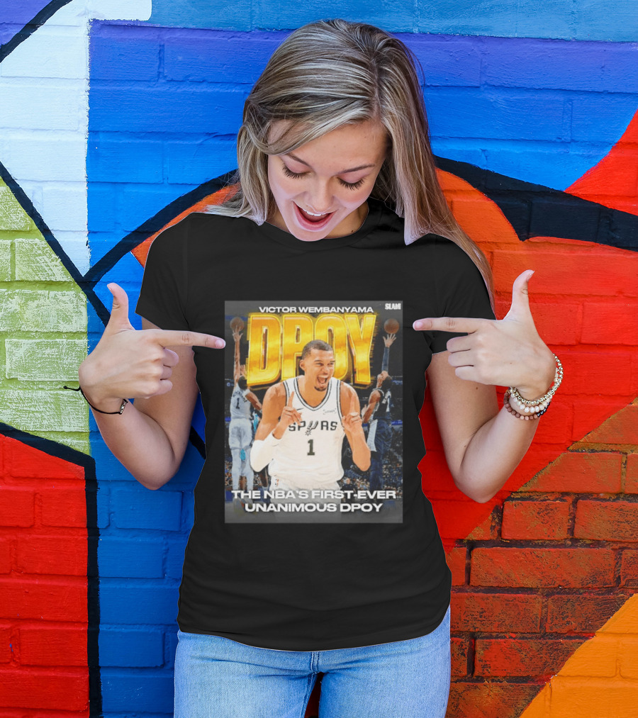 Victor Wembanyama Spurs Basketball NBA First Ever Unanimous DPOY Recognition T-Shirt