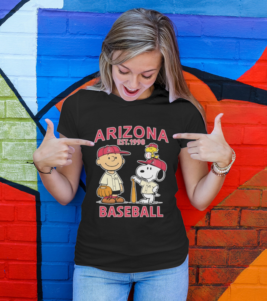 Arizona Est. 1998 Snoopy Woodstock Baseball Team Brown T-Shirt