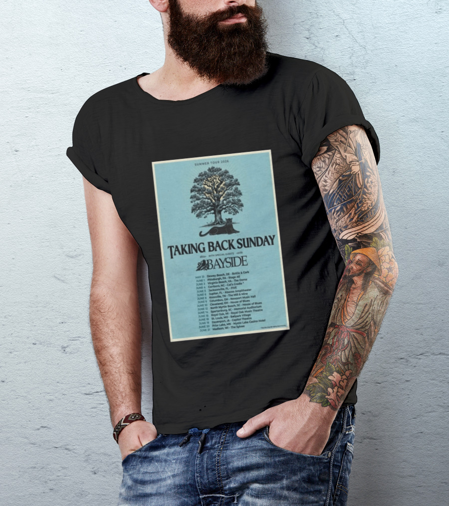 Summer Tour 2026 Taking Back Sunday With Bayside Concert Dates And Locations T-Shirt