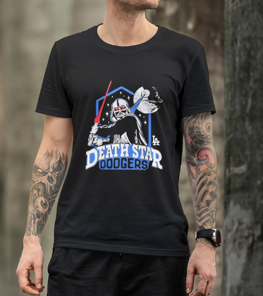 Death Star Dodgers LA Dark Side Star Wars Vader Mashup T-Shirt