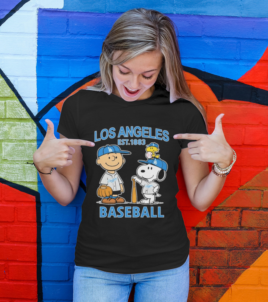 Los Angeles Baseball Est. 1883 Snoopy Woodstock Peanuts Brown T-Shirt
