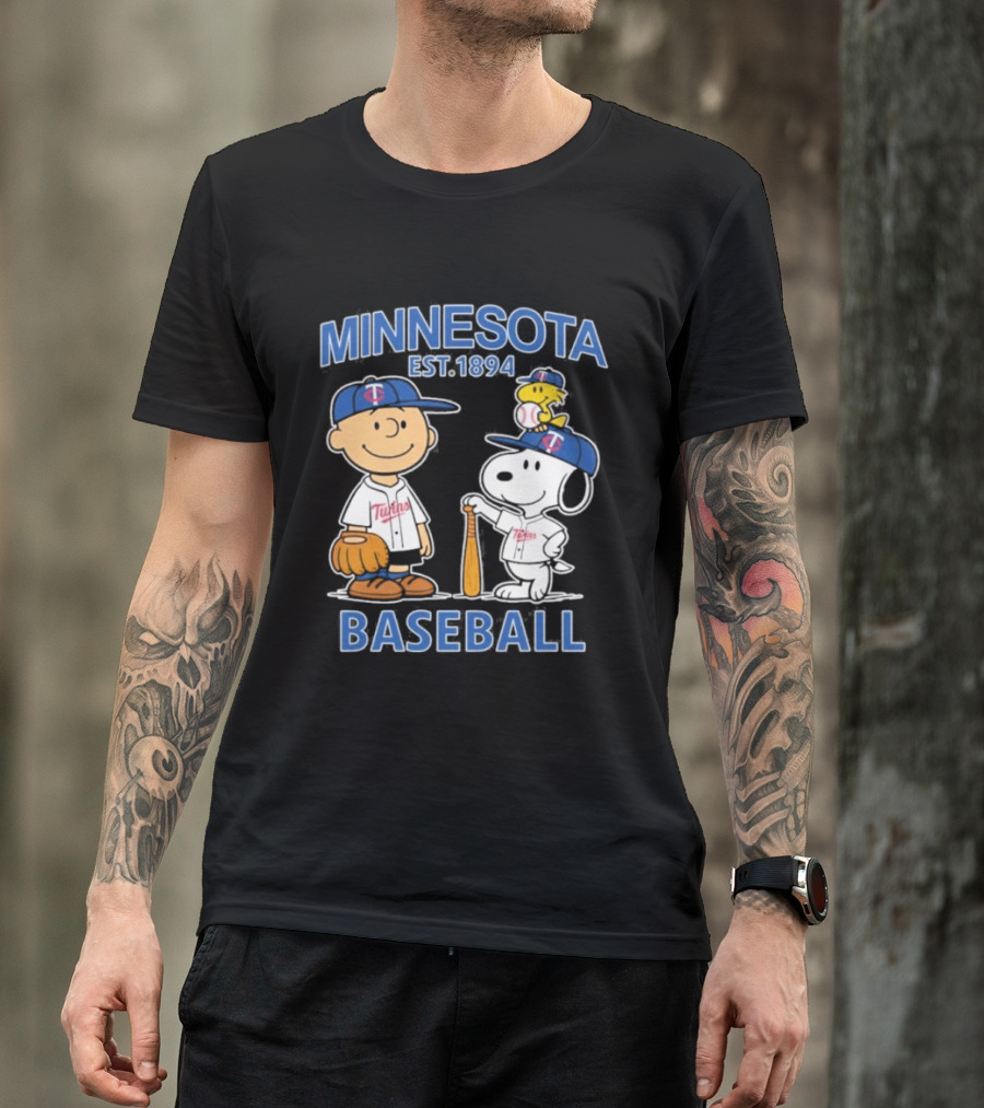 Minnesota Twins Baseball Est 1894 Snoopy Woodstock Charlie Brown T-Shirt