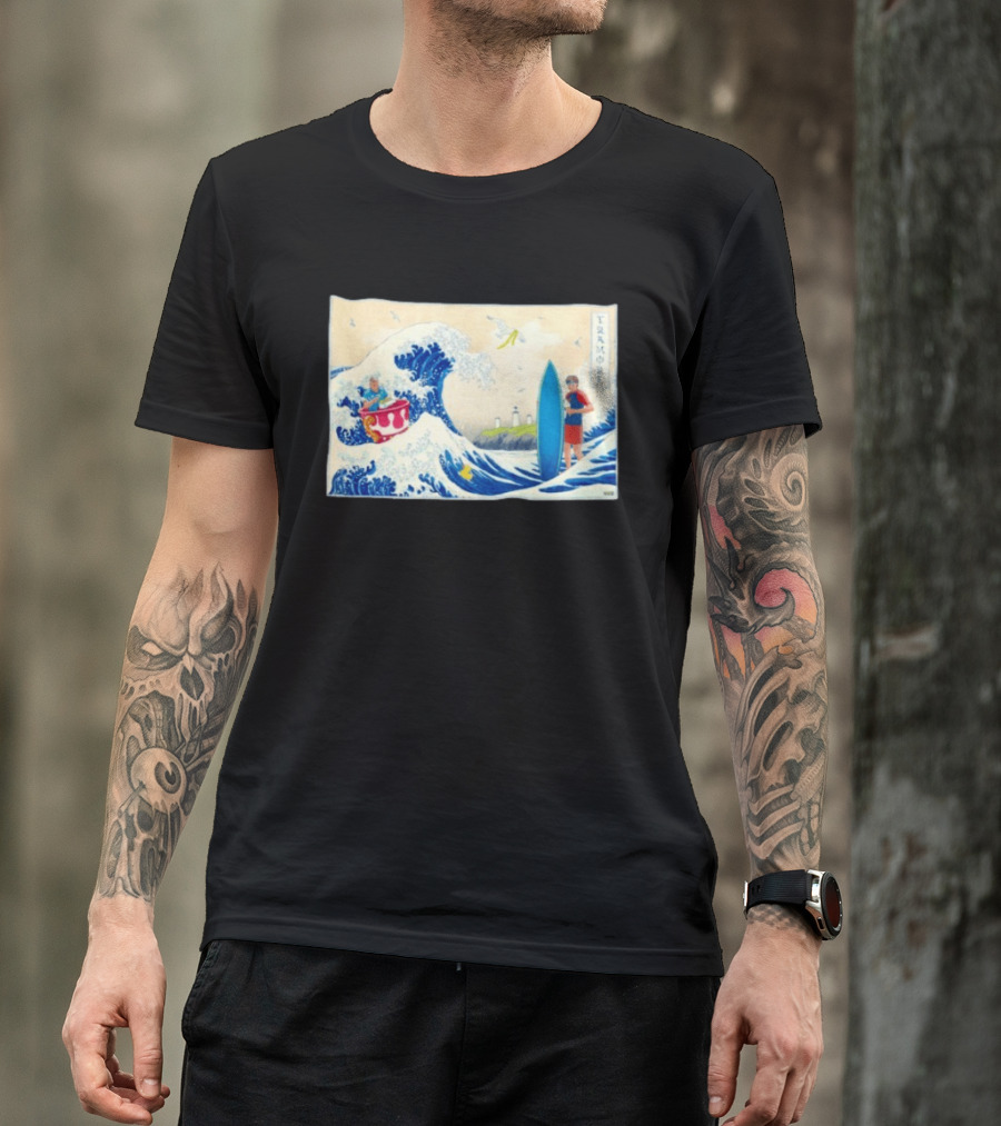 The Great Wave Tramore Surfing Scene Japan Irish Coast Fusion T-Shirt
