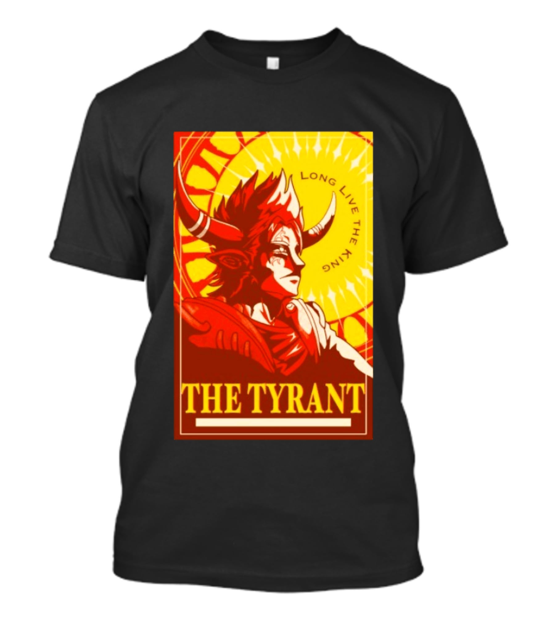 The Tyrant Long Live The King Anime Warrior With Horns Royal Sunburst T-Shirt