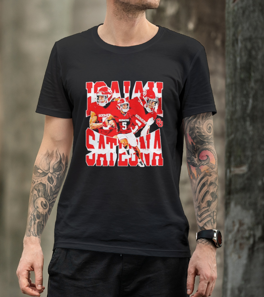 Isaiah Sategna Oklahoma Sooners 3 NCAA Football Collage T-Shirt