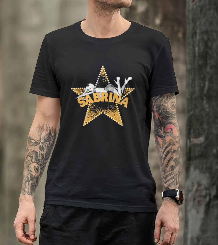 Sabrina Yellow Star With White Outline And Figure T-Shirt