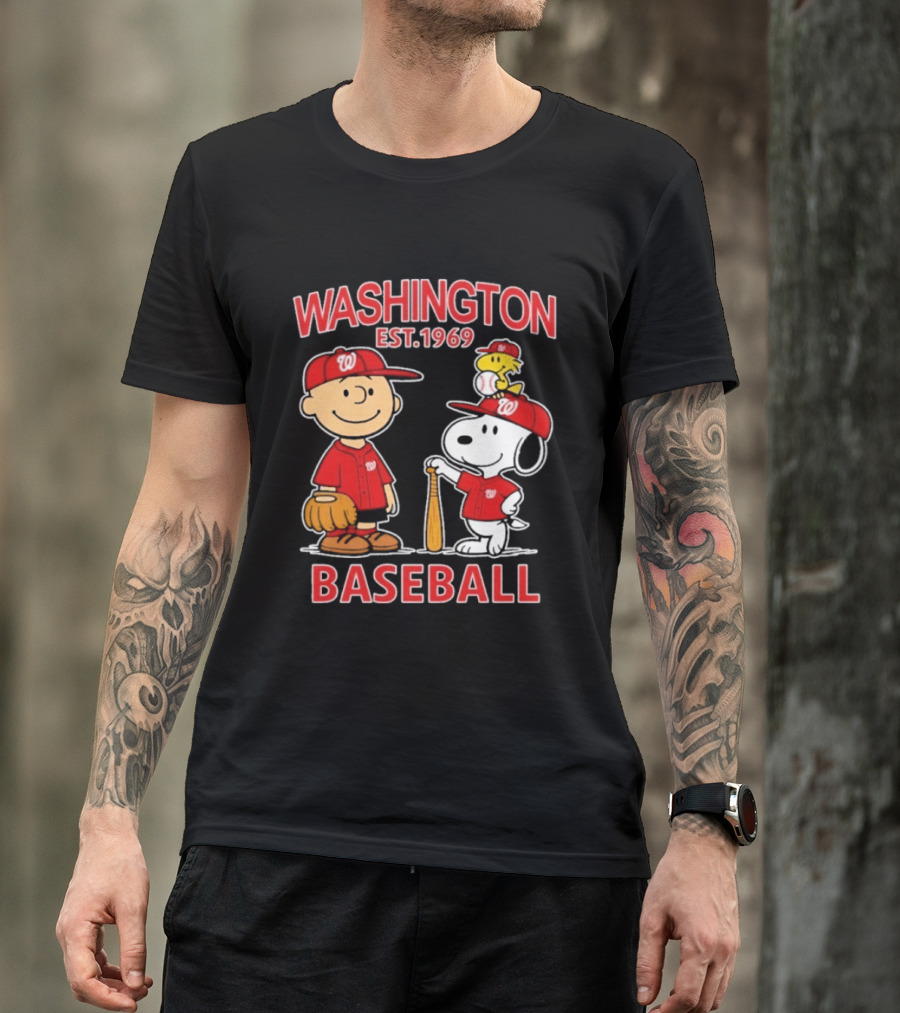 Washington Est. 1969 Snoopy Woodstock Baseball Redcaps T-Shirt