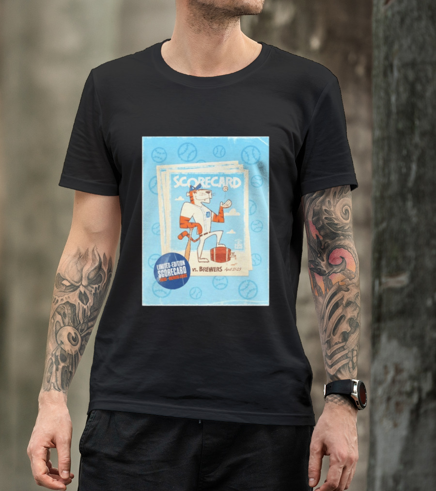 Limited Edition Scorecard Detroit Vs Brewers April 21 23 Vintage Baseball T-Shirt