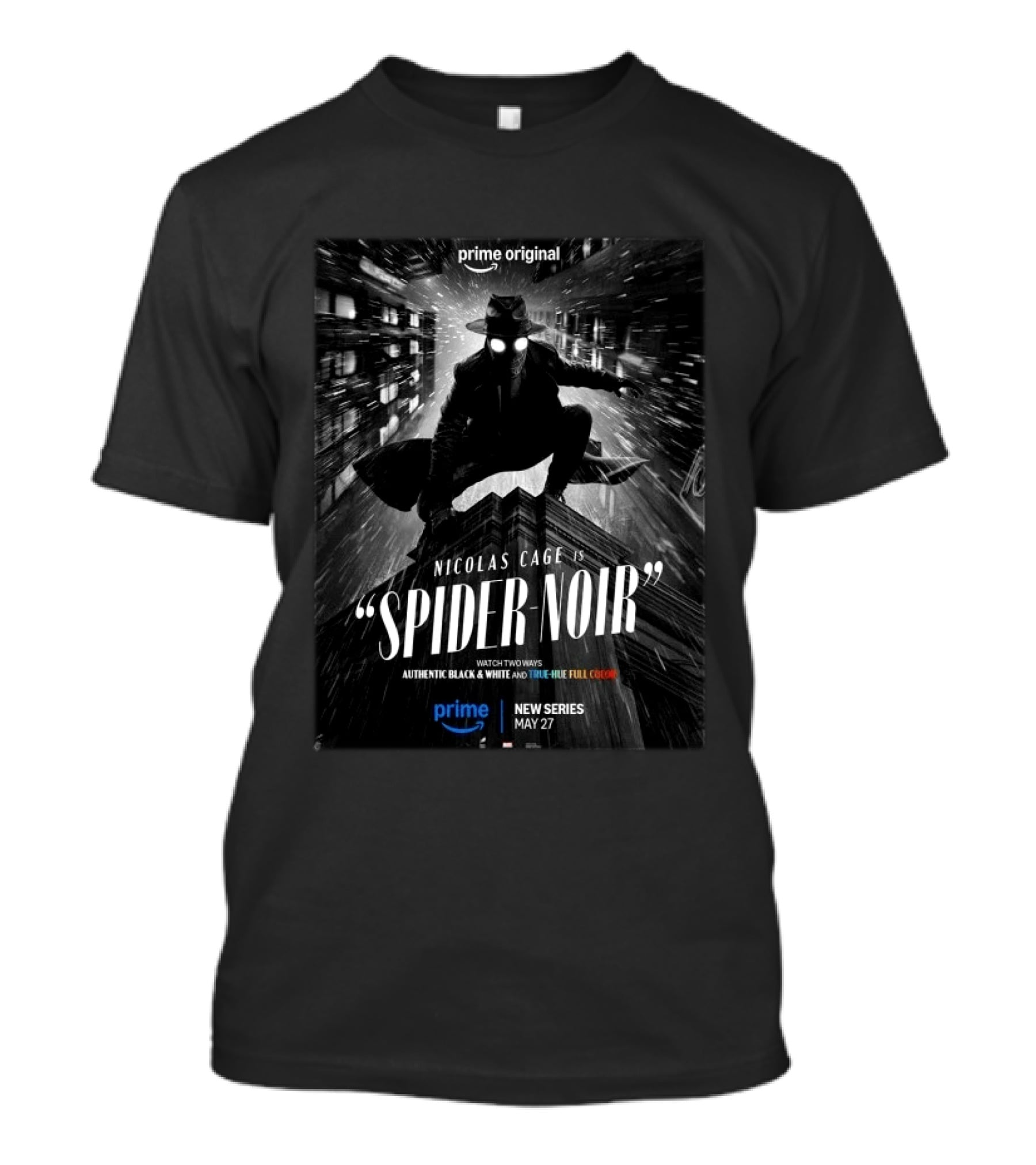 Prime Original Nicolas Cage Spider Noir New Series Release May 27 Authentic Black And White Version T-Shirt