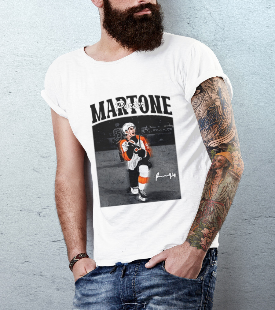 Porter Martone Fly Hockey Celebration With Signature T-Shirt