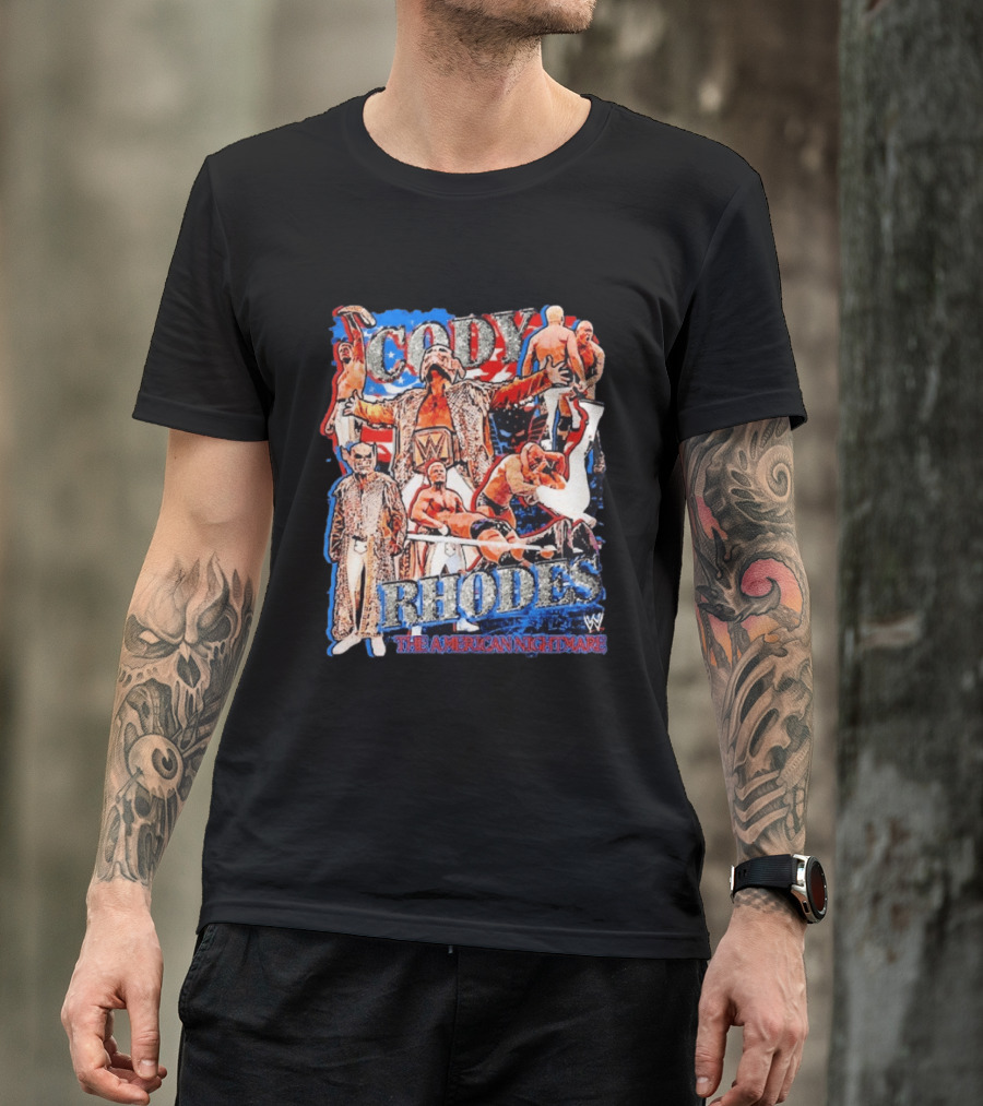 Cody Rhodes WWE The American Nightmare Red White Blue Collage T-Shirt