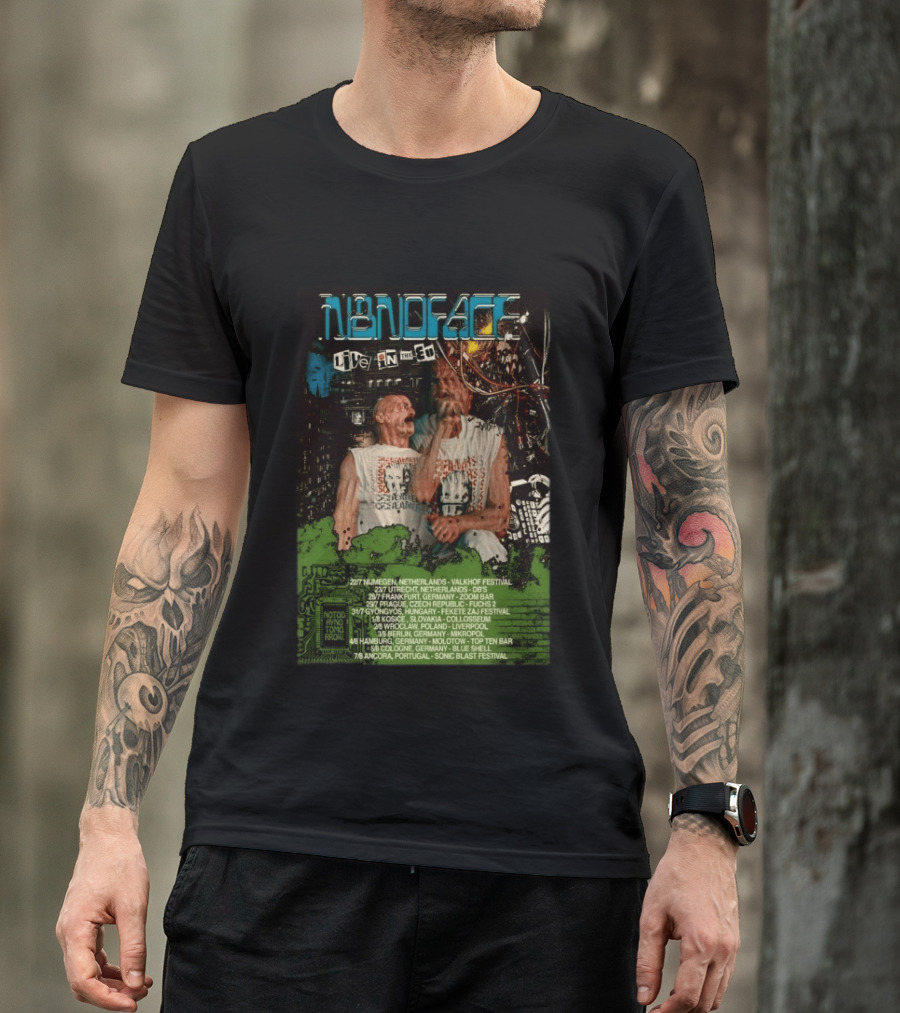 N8NOFACE Live In The EU Tour 2026 Valkhof Utrecht 2000 Leipzig Fekete Zaj Fusaichi Prague Liverpool Slovakia Portugal T-Shirt