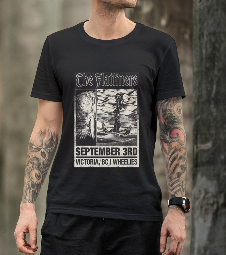 The Flatliners September 3rd Victoria BC Wheelies Eagle Anchor T-Shirt