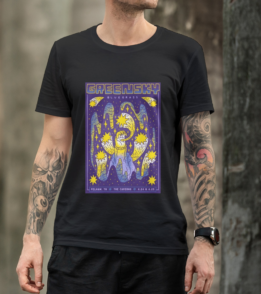 Greensky Bluegrass Pelham TN The Caverns April 24 25 2026 Cosmic Stars And Swirls T-Shirt