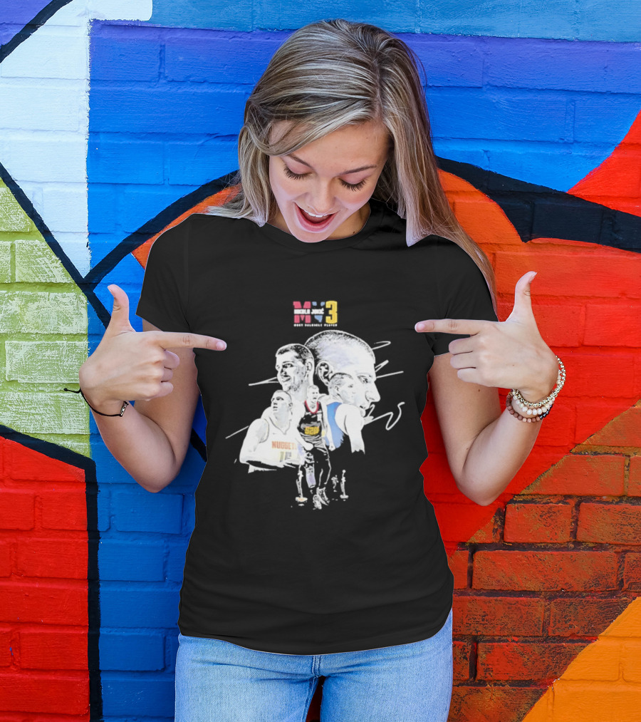 Denver Nuggets Nikola Jokic 3 MVP Basketball Art NBA 15 T-Shirt
