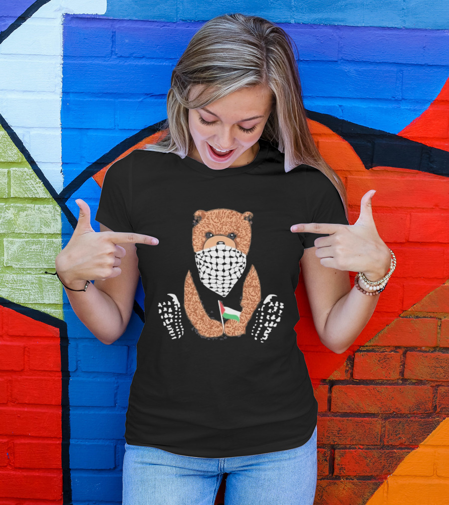 Pali Bear Palestinian Flag Face Covering T-Shirt