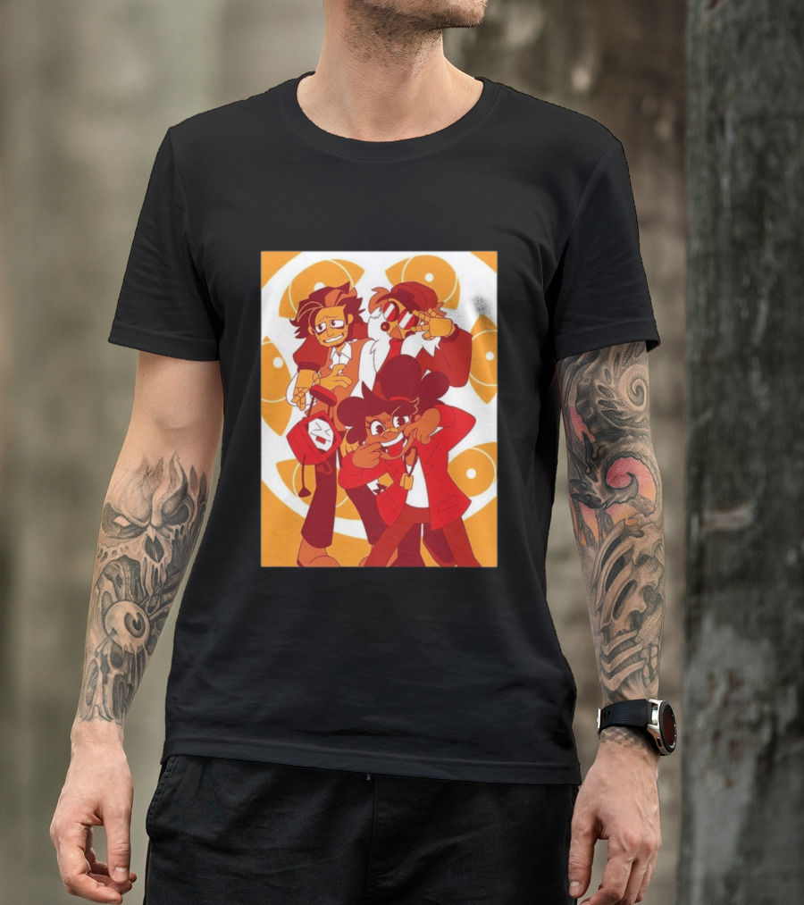 Epilogue Mural Red And White Cartoon Characters With Unique Hairstyles And Outfits T-Shirt