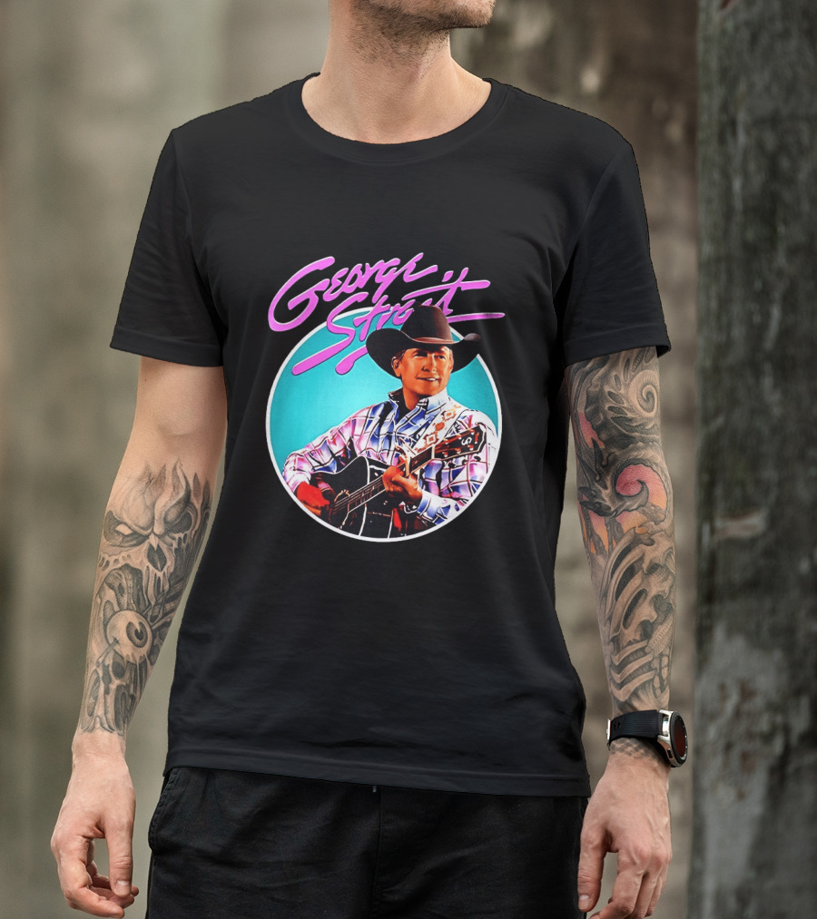 George Strait Country Music Legend Cowboy Hat And Guitar T-Shirt