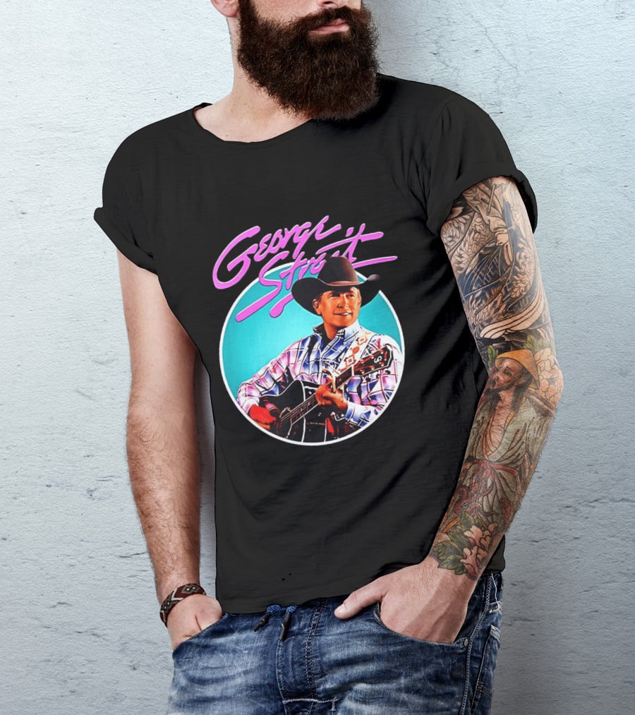 George Strait Country Music Legend Cowboy Hat And Guitar T-Shirt