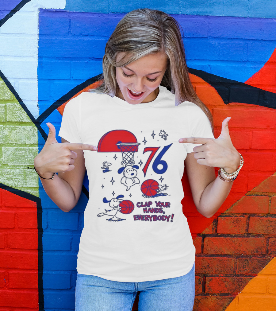 Ghost Bongo Sixers 76 Clap Your Hands Everybody Basketball Stars T-Shirt