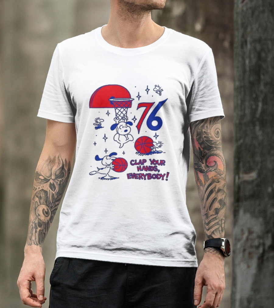 Ghost Bongo Sixers 76 Clap Your Hands Everybody Basketball Stars T-Shirt
