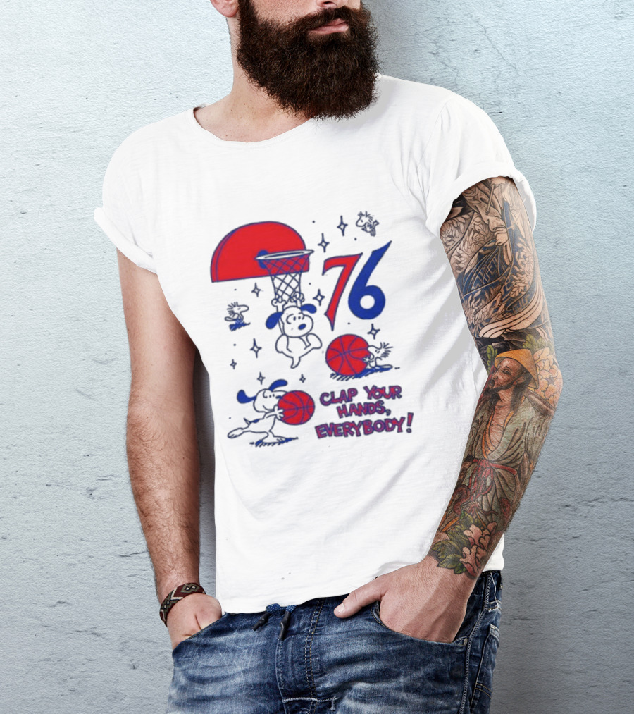Ghost Bongo Sixers 76 Clap Your Hands Everybody Basketball Stars T-Shirt