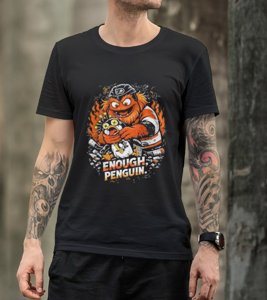 Gritty Enough Penguin Philadelphia Flyers Vs Penguins Retro Comic T-Shirt