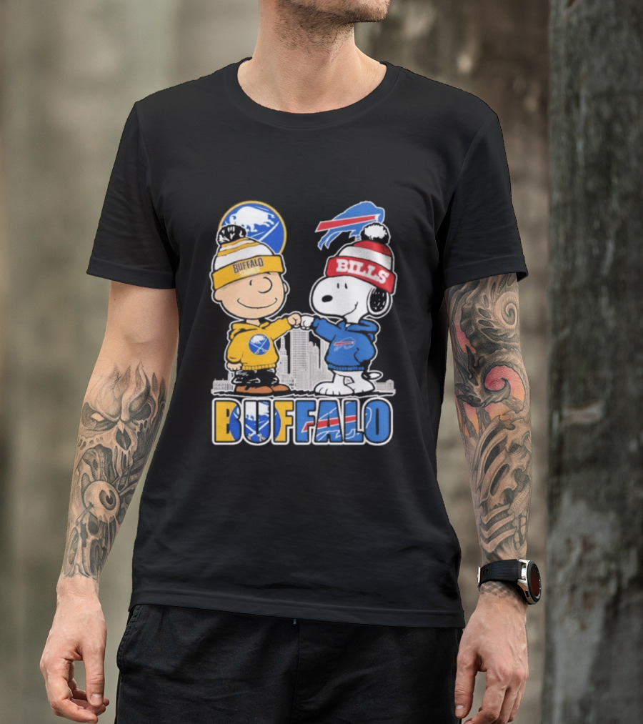 Buffalo Peanuts Fist Bump Sabres Bills Collaboration T-Shirt