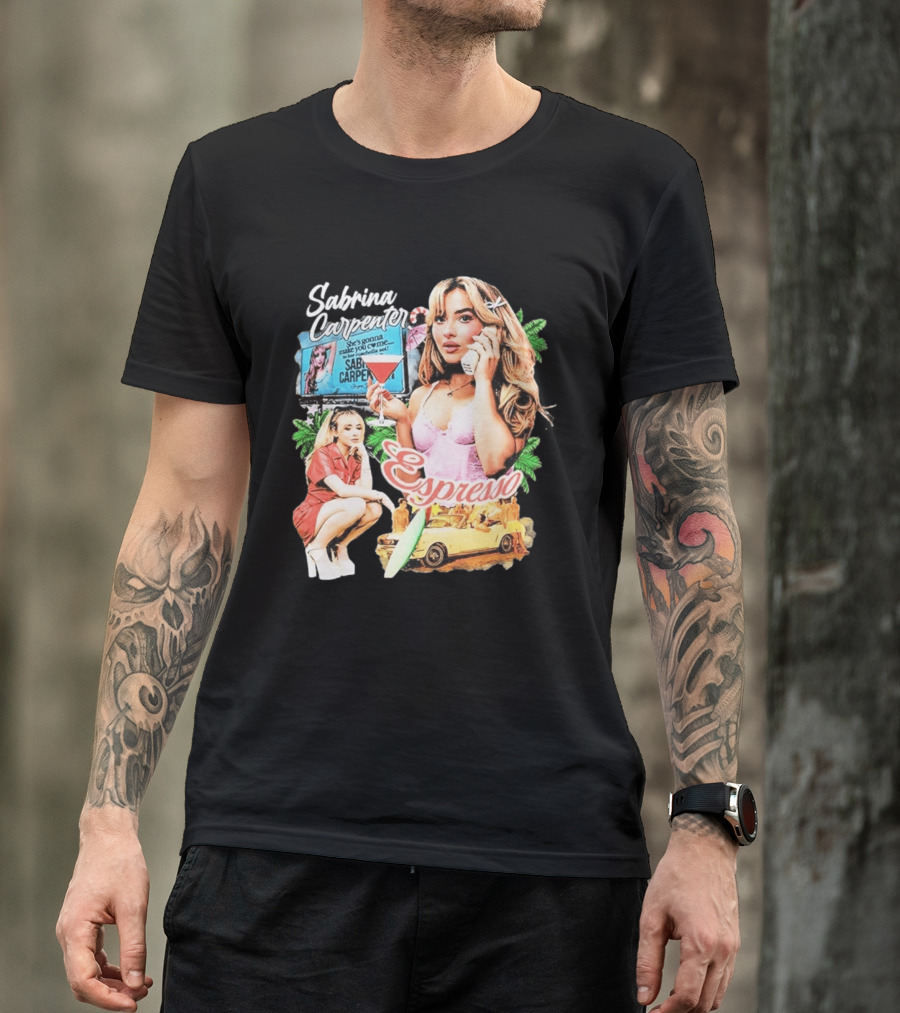 Sabrina Carpenter Espresso She's Gonna Make You Come Surf Vibes T-Shirt
