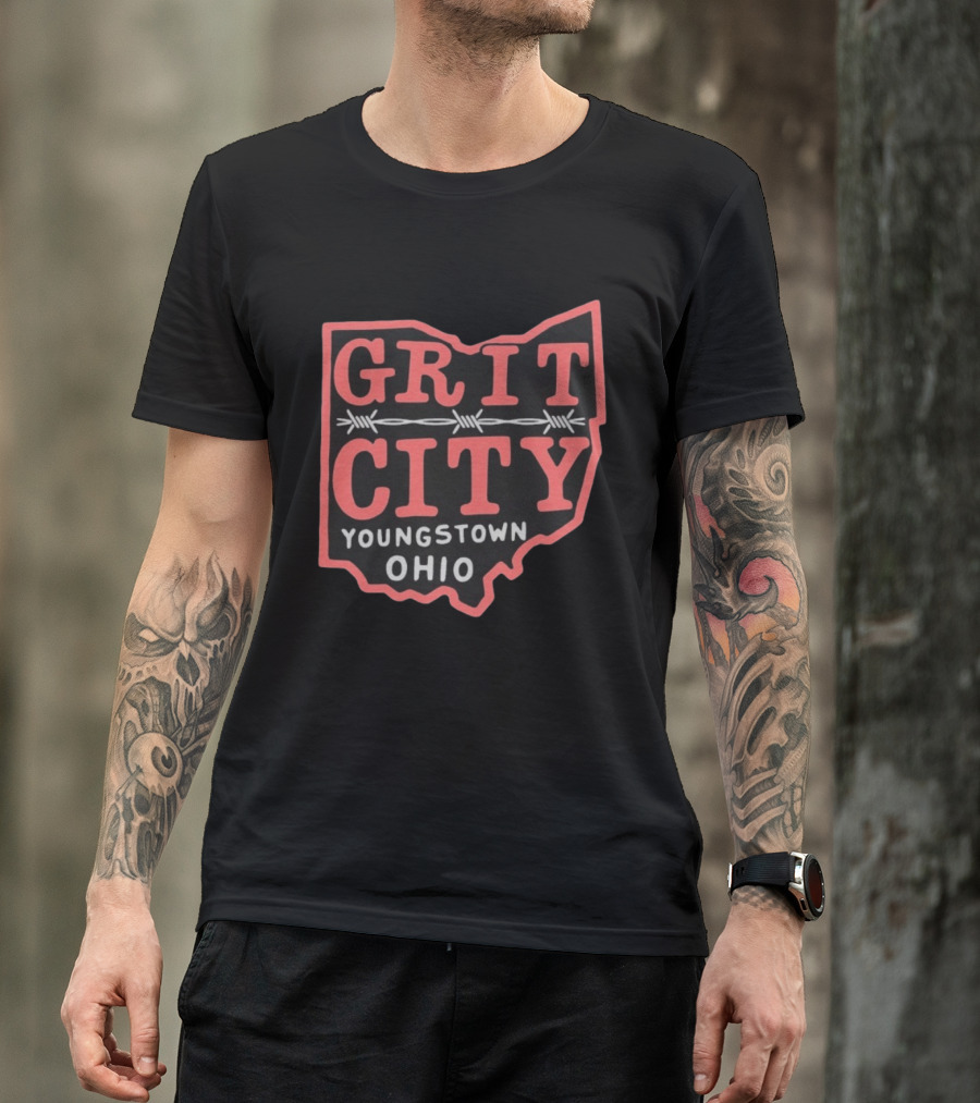 Grit City Youngstown Ohio Barbed Wire State T-Shirt