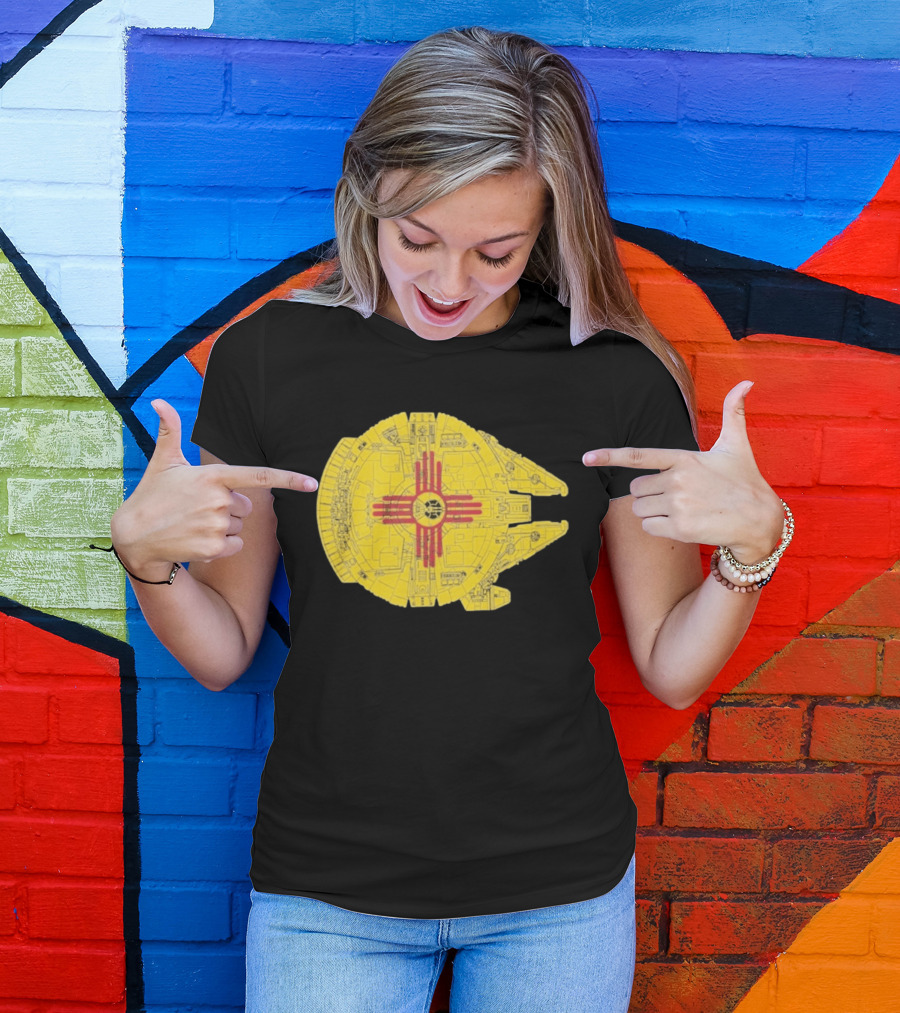 New Mexico Zia Symbol On Millennium Falcon Starship T-Shirt