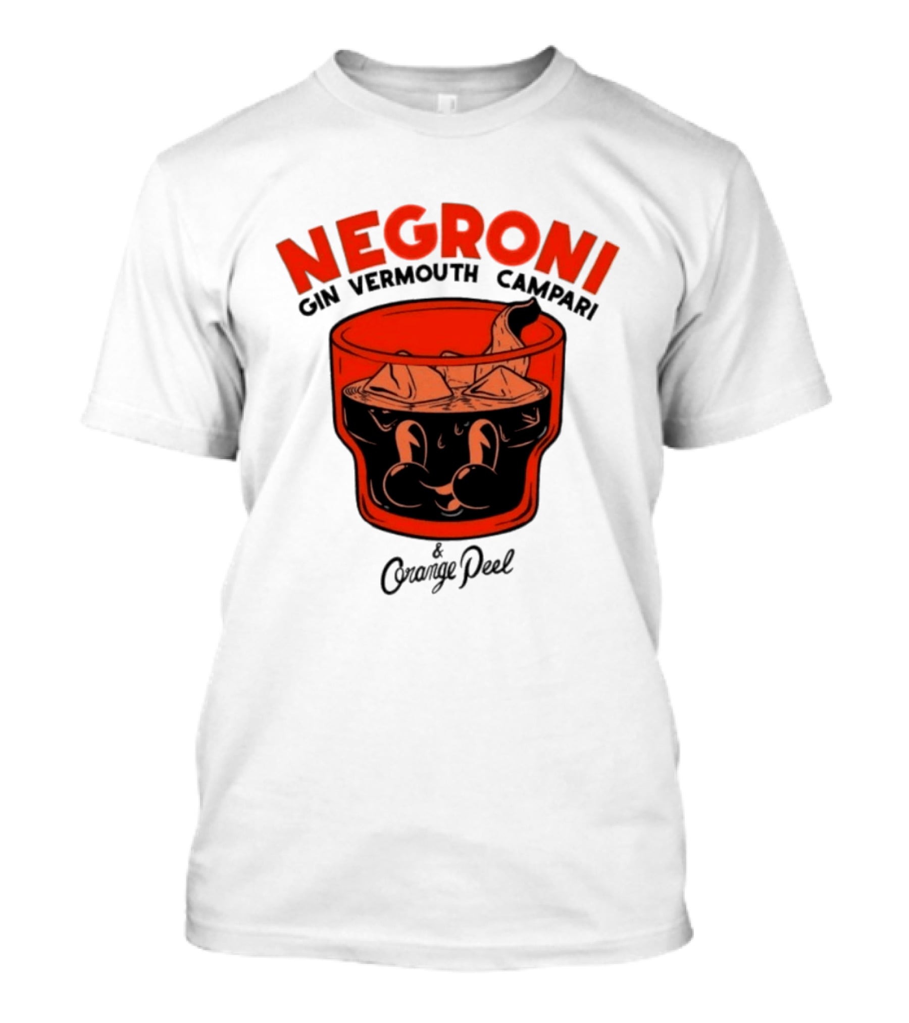 Negroni Gin Vermouth Campari With Orange Peel And Ice Retro Comic T-Shirt
