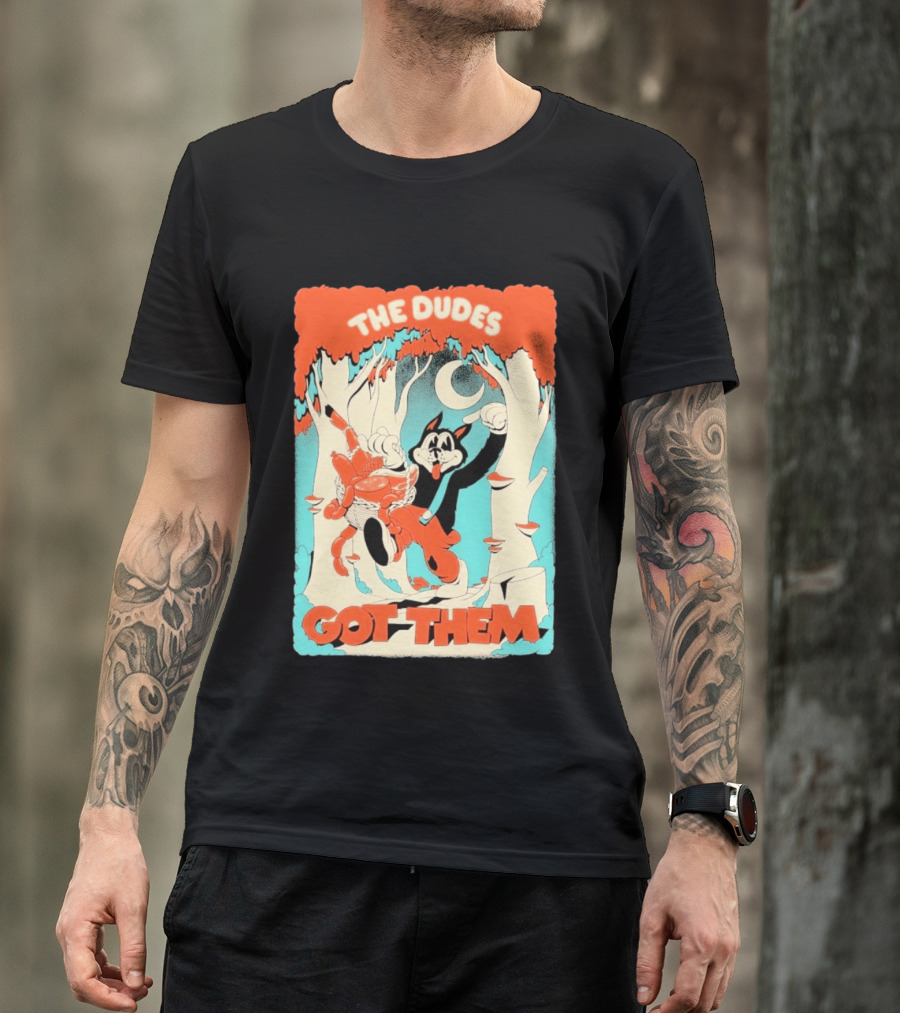 The Dudes Got Them Big Black Wolf In Forest Adventure T-Shirt