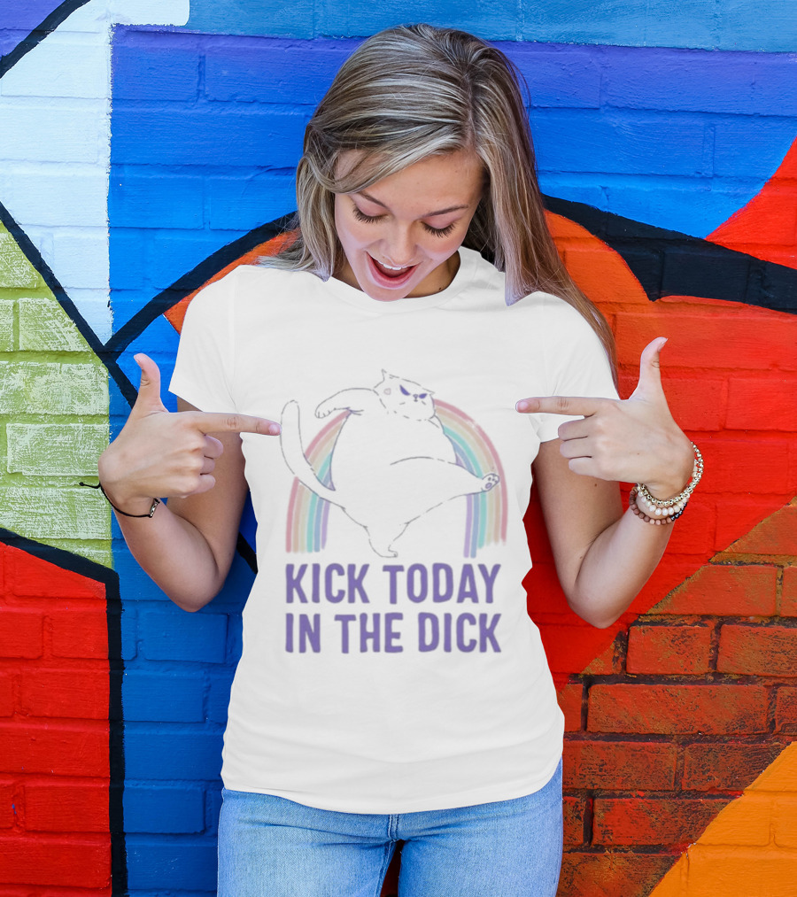 Kick Today In The Dick Rainbow Cat T-Shirt