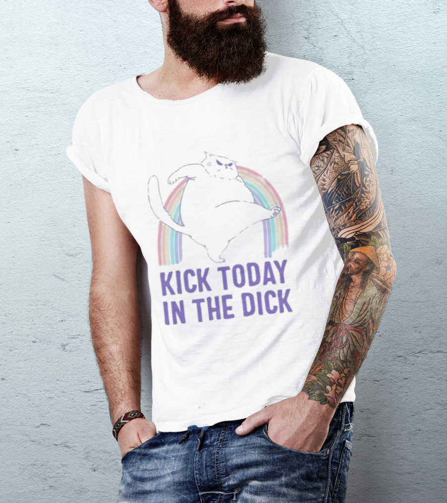 Kick Today In The Dick Rainbow Cat T-Shirt