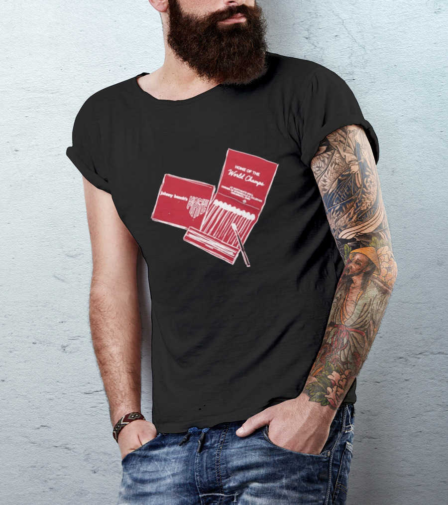 Johnny Bench Home Plate Matchbook Home Of The World Champs Crosley Field Cincinnati Ohio T-Shirt