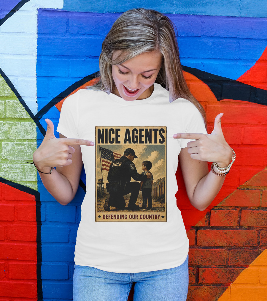 Nice Agents Defending Our Country Flag Patch Officer And Child T-Shirt