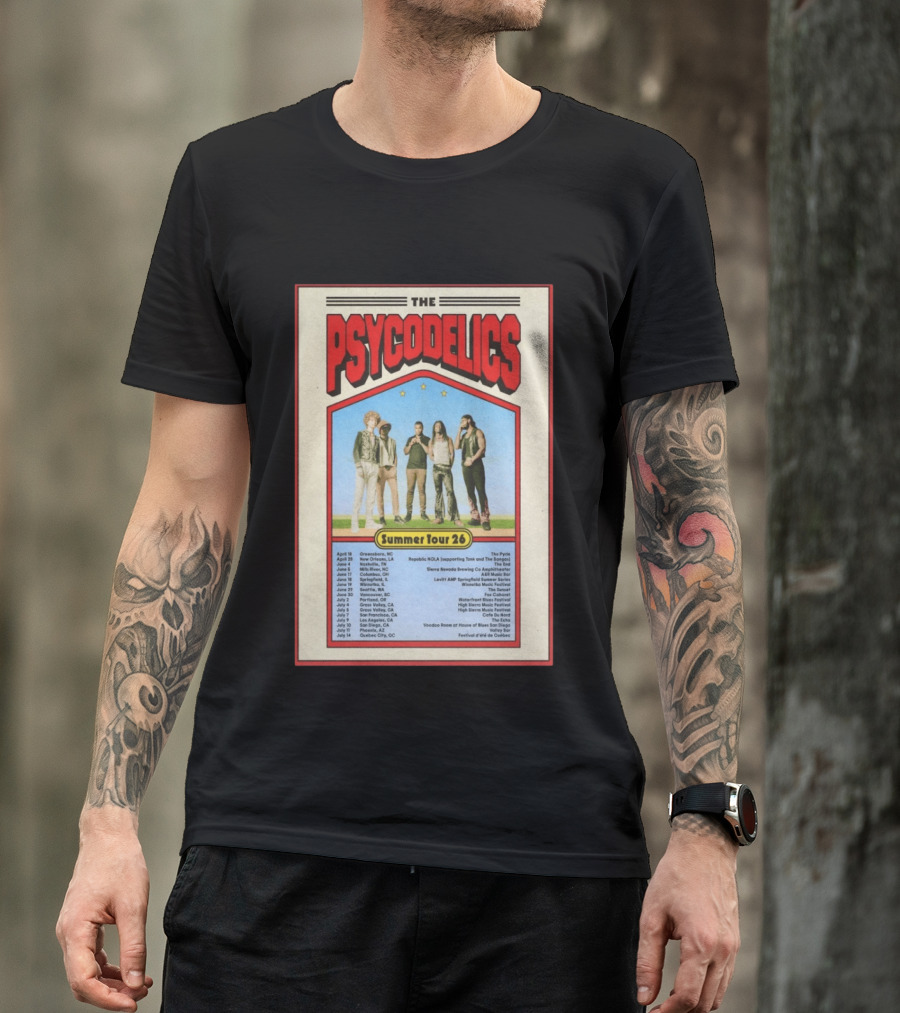 The Psycodelics Summer Tour 26 Concert Dates And Locations T-Shirt