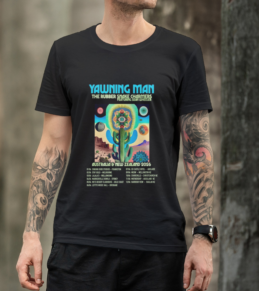 Yawning Man The Rubber Snake Charmers Featuring Sean Wheeler Australia & New Zealand 2026 Tour T-Shirt