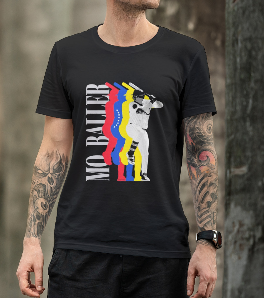 Mo Baller Venezuela Flag Baseball Batting Pose T-Shirt