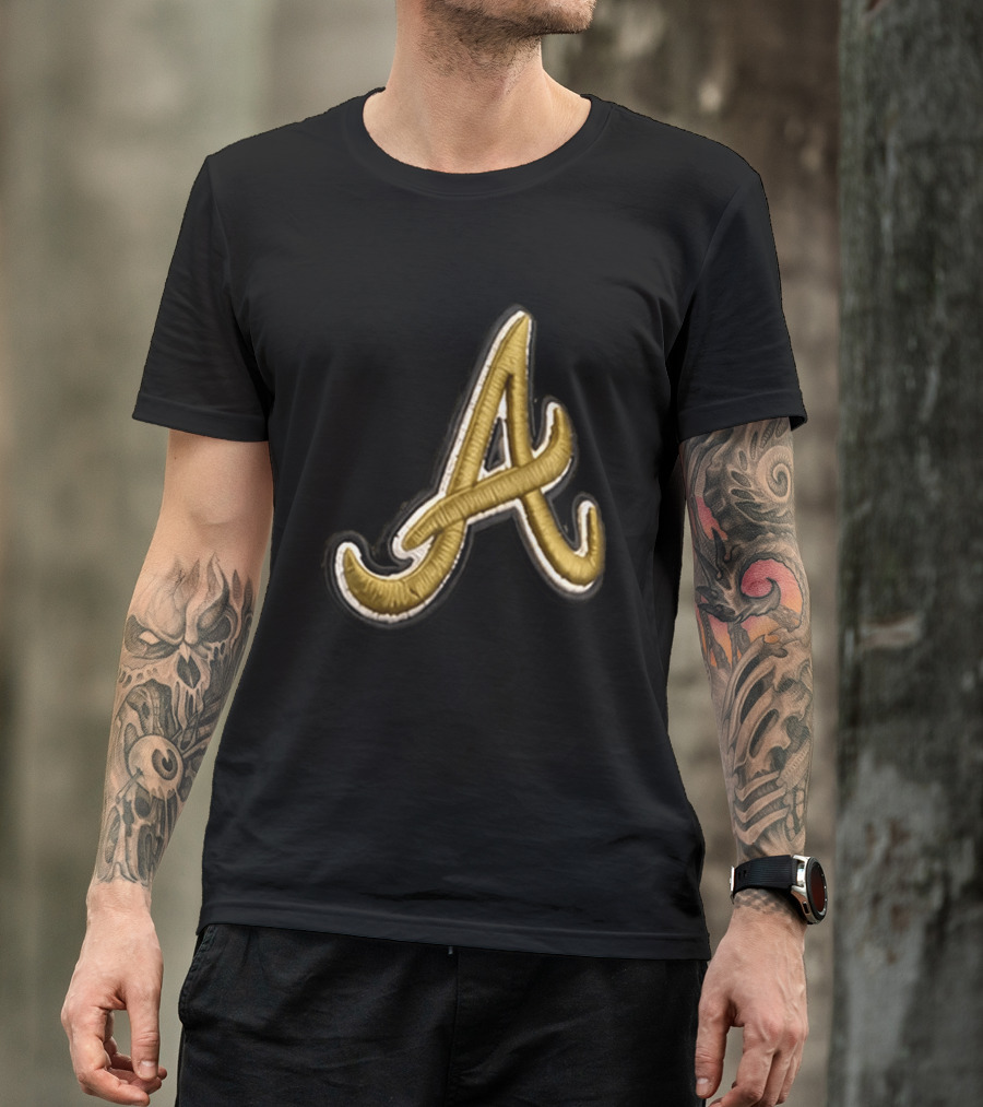 Atlanta Braves Armed Forces 2026 Hat Gold Embroidered A T-Shirt