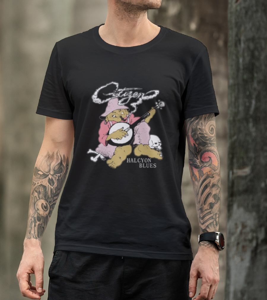 Citizen Halcyon Blues Smoking Gnome Banjo Player T-Shirt