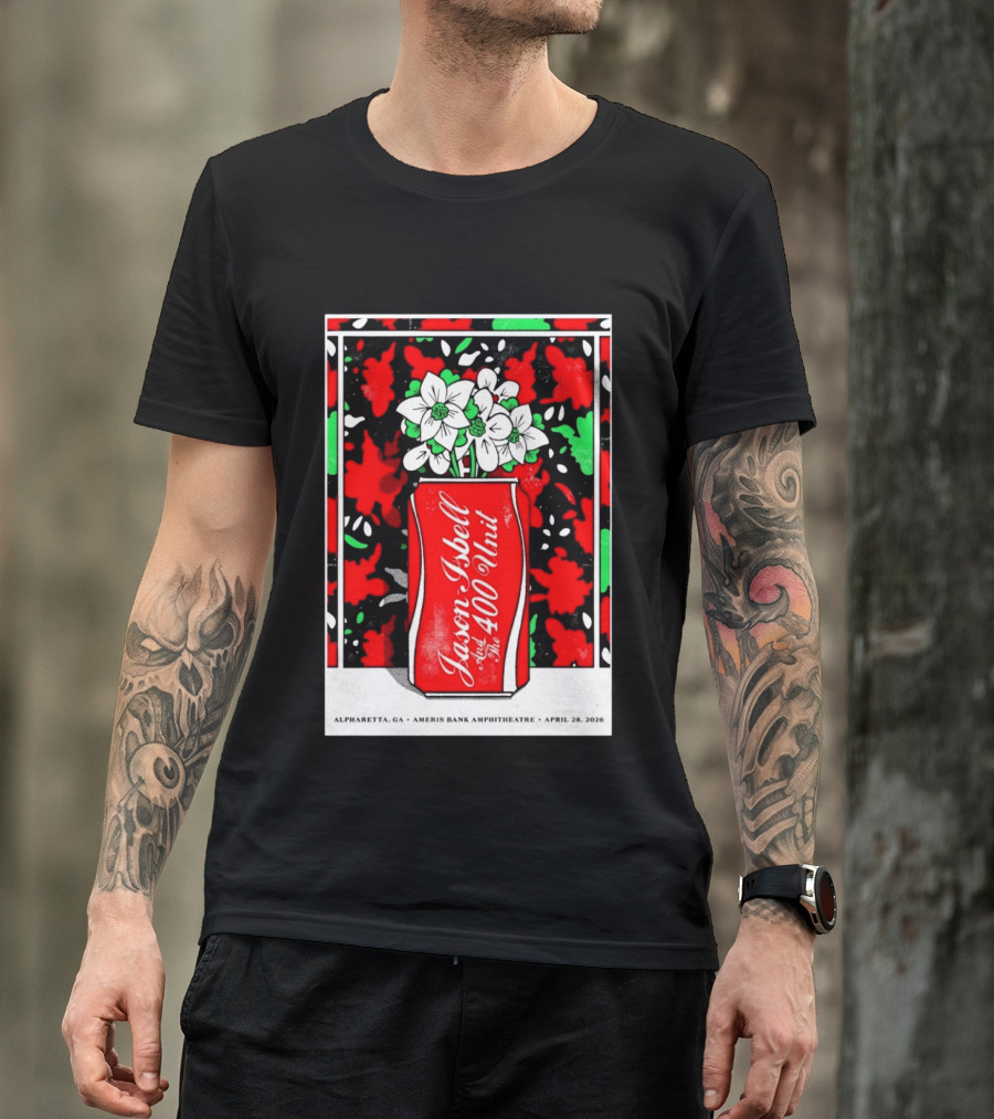 Jason Isbell And The 400 Unit Alpharetta GA Ameris Bank Amphitheatre April 28 2026 Floral Can T-Shirt