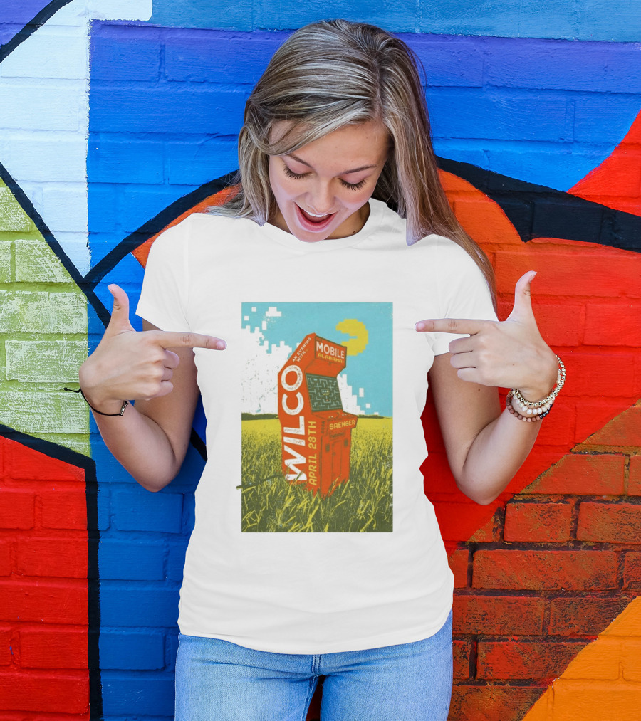Wilco Saenger Mobile Alabama April 28th Arcade Retro Concert T-Shirt