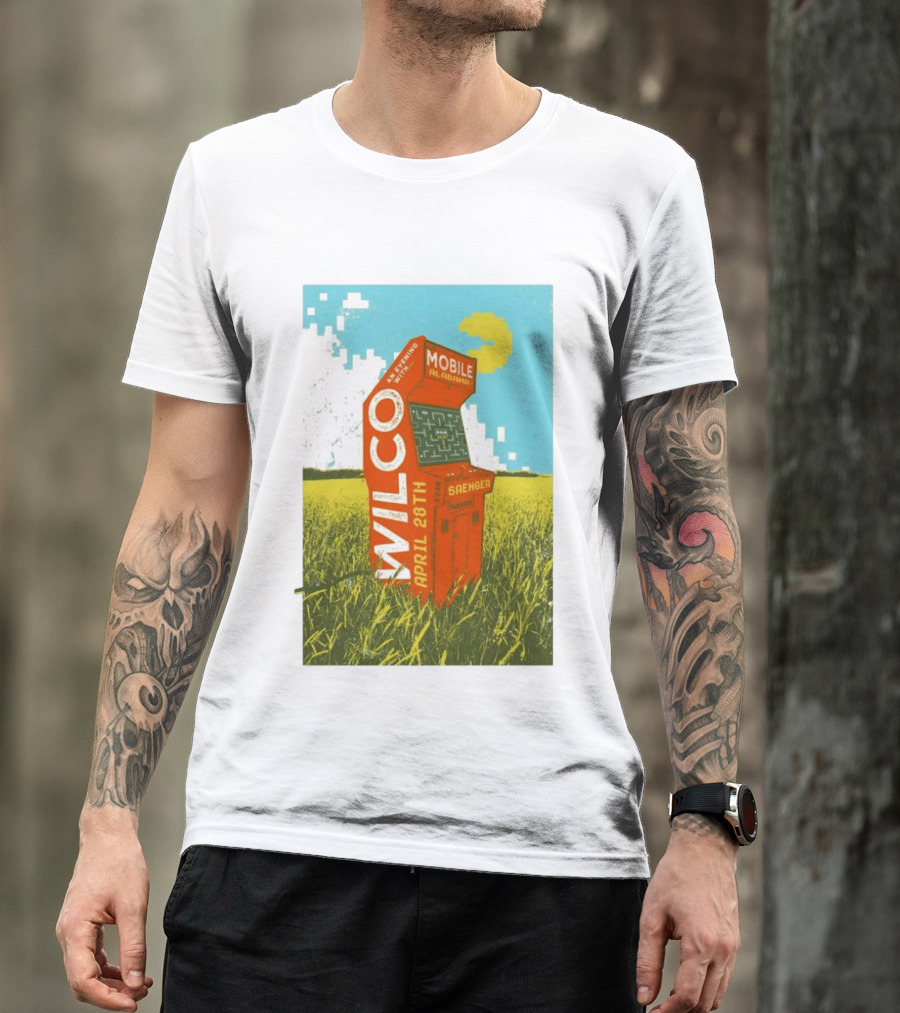 Wilco Saenger Mobile Alabama April 28th Arcade Retro Concert T-Shirt