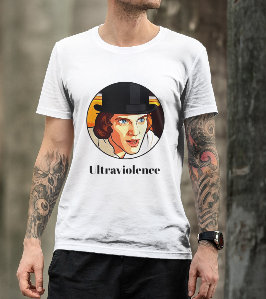 Alex DeLarge Ultraviolence Portrait Work Orange T-Shirt